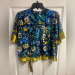 Anthropologie  100% Viscose Clara Print Velvet Trimmed Top Size Large Photo 4
