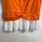 Anthropologie NWT $70 Lea & Viola Orange Ruffled Twist-Front Top SP Photo 4