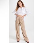 Reformation  Mason Khaki Trousers High Waist Pleated Wide Leg Career Pants Size 0 Photo 1