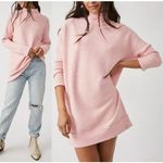 Free People We The Free Pink Casey Ribbed Knit Mock Neck Tunic Longline Sweater Photo 1
