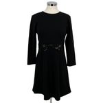 Kate Spade Bow Waist Ponte Dress Black Knee Length Long Sleeve Size Large Photo 11