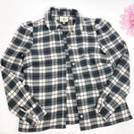 Tuckernuck  Saranac Puff Sleeve Cropped Plaid Flannel Cream Black Cotton Photo 0