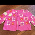 Crochet Floral Knit Cardigan Y2K Pink Size M Photo 4