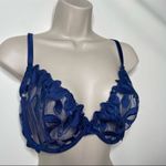 Fleur du Mal Fuller Cup Lily Embroidery Plunge Demi Bra in Starry Blue 36F (38E) Size undefined Photo 7