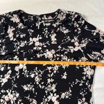 Karl Lagerfeld Floral Print Black Bell Long Sleeve Blouse Size XL Flowy Stretch Photo 3