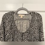 Michael Kors Scoop Neck Animal Print Blouse Top Plus Size Black Khaki Size 1X Photo 1