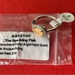 Bomb Party RBP2100 "The Sparkling Fish" Peach Quartz on Rhodium Size 8 Ring NWT Photo 4