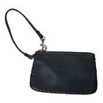Coach Whipstitch Leather Wristlet – Black Braided Trim – Blue Graphic Lining Photo 0