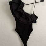 ZARA  Bodysuit One-Shoulder Ruffle Black Photo 1