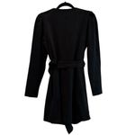 ZARA Wrap Style Faux Suede Long Sleeve Mini Dress With Belt Black Size Large Photo 4