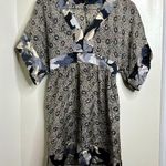 EXPRESS  100% Silk Tunic Mini Dress Kimono Sleeves Floral Size Small Photo 0
