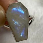 925 Silver Natural Rainbow Moonstone Ring Size none Photo 1