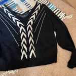 Anthropologie  Addison Story Black White V Neck Chevron Print Sweater Small Photo 11