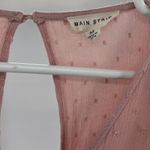 Main Strip Pink Maxi Dress M Swiss dot tiered keyhole back cottage prairie boho Photo 6