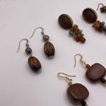 Lot Of 5 Costume Earrings Pierced Dangle Drop Brown / Earth Tones Photo 8