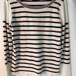 ZARA  Cream Knit with Black and Burgundy‎ Stripes long sleeve Size Medium Photo 1