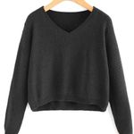 Black Cropped V Neck Sweater Size M Photo 0