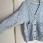 ZARA MOVING SALE  Cozy Blue Knit Buttoned Long Cardigan Sweater Photo 4