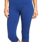 prAna  Knicker Misty Crop leggings Small Jacquard‎ Royal blue Ruched yoga Pants Photo 0