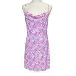 BP  Nordstrom Womens Cowl Neck Mesh Mini Dress Size M In Purple Pink Photo Floral Photo 3