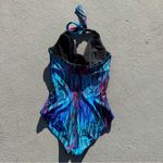 Spanx Wavelength blue one piece halter swimsuit shaping slimming Size 10 Photo 2