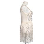 Free People  Embellished Beaded Sheer Sleeveless Mini Slip Dress Cream Large Photo 4