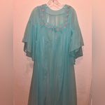 Vintage Elegant Sheer House Dress Robe Coat Dress with Flowing Sleeves Blue Size M Photo 2