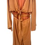 SNDYS Pluto Jumpsuit in Rust Orange Long Sleeve Tie Cut Out Size US 6 Photo 4