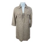 Tommy Bahama  Women Size XS Brown Linen Collared Shirt Dress Roll-Tab Sleeve Photo 1