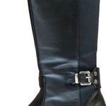 Anne Klein Faux Leather Tall Knee Boots 8.5 Side Zip Stretch Calf 1.5” Heel Photo 4