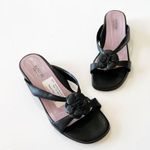 Rangoni Dalma Black Napa Leather Sandals Floral Mini Wedge Women’s Size 7.5 $170 Photo 10