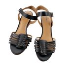 NWT NORDSTROM Susina Leather Terra Wedge Gladiator Sandal Black Strappy Size 9 Photo 5