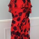 Donna Morgan NWT Belted Trapeze Dress W/Ruffle Cold Shoulder Size 14 Floral Photo 9