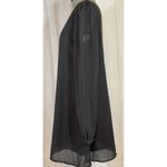 Double Zero Sz M Black Beaded Midi Chiffon Dress Sheer Sleeves Lined Scoop Back Photo 1