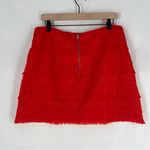 J. Crew Factory Red Fringe Lace Mini Skirt Exposed Zipper Size 12 Photo 7