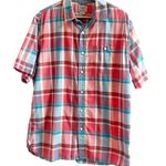 L.L. Bean Men’s Vintage Plaid Button Down Short Sleeve Size Large Regular Red Photo 0