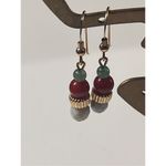 New 14k GF Carnelian Jade Dangle Drop Earrings Gold Photo 2