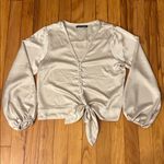 Abercrombie & Fitch Abercrombie Cream/Beige Satin Top Photo 0