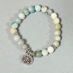Blue Green Silver Lotus Flower Charm Jade Gemstone Crystal Bracelet Jewelry 🪷✨ Photo 1