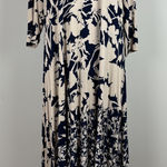 Soft Surroundings Maxi Dress LP Large Petite Navy Blue Beige Floral 3/4 Sleeve Photo 0