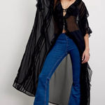 Free People Penny Pull On Flare Jeans Sz 30 Short in Blue Photo 0