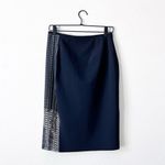 Elie Tahari TAHARI Navy & Black Textured Panel Kim Pencil Skirt Sz 6 Photo 3