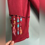 Bob Mackie  Southwestern Arrows Dream Catcher Cardigan Sweater Sz L Rust Photo 3