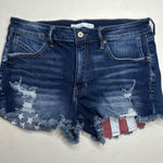 KanCan Mid Rise Stretch Blue Denim Jean Shorts Size 30 Designer Cutoffs Photo 0