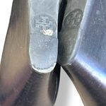 Tory Burch Sally Black Leather Peep Toe Wedge Pumps Logo Gold Medallion Shoe 7 Photo 6