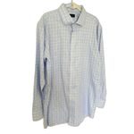 Proper Cloth Check Long Sleeve Button Down Shirt Classic Tailored Menswear Sz 17 Blue Photo 3