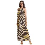 Chico's  Black And Gold‎ Zebra Print Jersey Sleeveless Halter Neck Maxi Dress S Photo 4