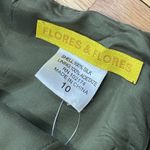 FLORES & FLORES Wide Leg Dress Pants Green Size 10 NEW 100% Silk Designer Career Photo 3