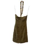 Giuseppe Di Morabito NWT Silk Ruched Halter Mini Dress IT 38 US 6 Olive Green Photo 3