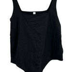 BP  Black Square Neck Bodysuit Womens 2X Minimalist Monochrome Cotton New Photo 0